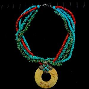 Multicolor beaded boho style necklace